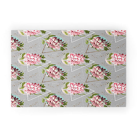 Marta Barragan Camarasa Botanical blooming with geometric Welcome Mat