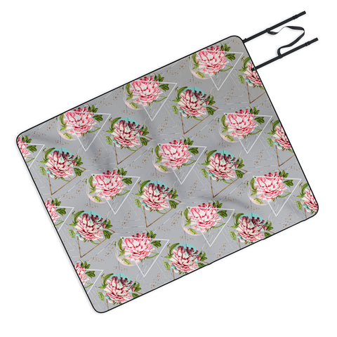 Marta Barragan Camarasa Botanical blooming with geometric Picnic Blanket
