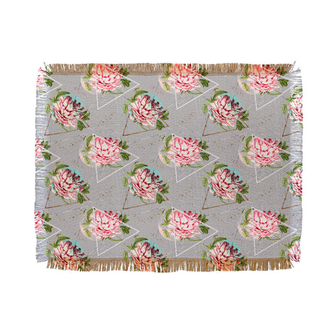 Marta Barragan Camarasa Botanical blooming with geometric Throw Blanket