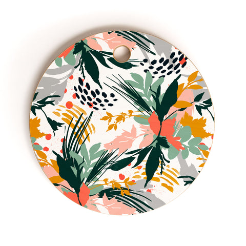 Marta Barragan Camarasa Botanical brush strokes I Cutting Board Round