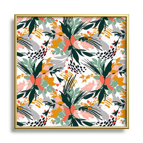 Marta Barragan Camarasa Botanical brush strokes I Square Metal Framed Art Print