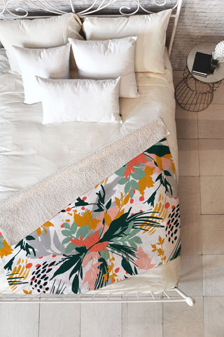 Marta Barragan Camarasa Botanical brush strokes I Fleece Throw Blanket