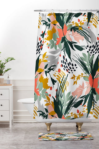 Marta Barragan Camarasa Botanical brush strokes I Shower Curtain And Mat