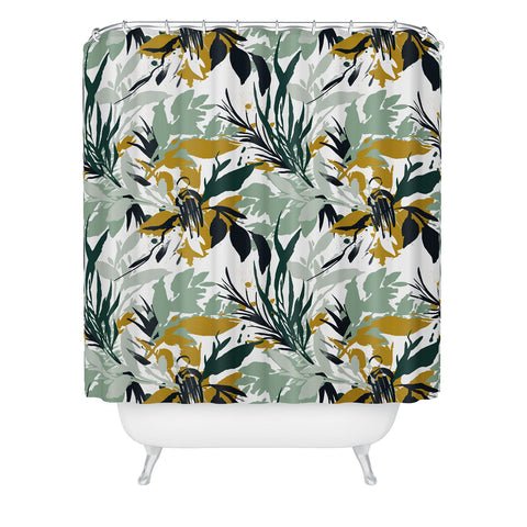 Marta Barragan Camarasa Botanical brushstrokes Shower Curtain