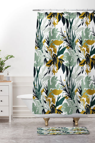 Marta Barragan Camarasa Botanical brushstrokes Shower Curtain And Mat