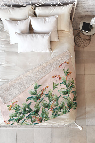 Marta Barragan Camarasa Botanical pink Fleece Throw Blanket