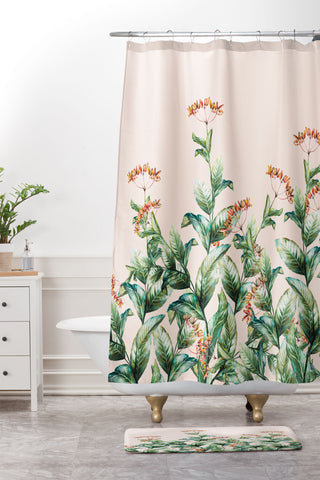 Marta Barragan Camarasa Botanical pink Shower Curtain And Mat