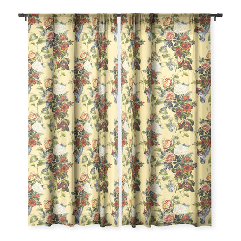 Marta Barragan Camarasa Bouquets and hummingbirds 01 Sheer Window Curtain