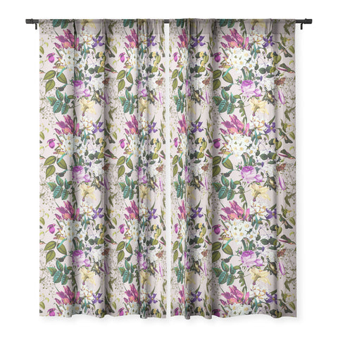 Marta Barragan Camarasa Bouquets and hummingbirds Sheer Window Curtain