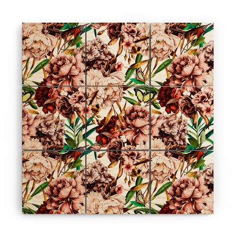 Marta Barragan Camarasa Bouquets pink vintage flowers Wood Wall Mural