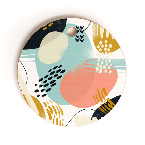 Marta Barragan Camarasa Brushstrokes abstract art Cutting Board Round