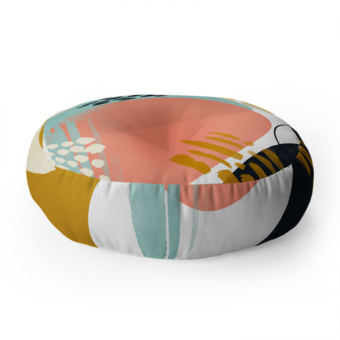 Marta Barragan Camarasa Brushstrokes abstract art Floor Pillow Round