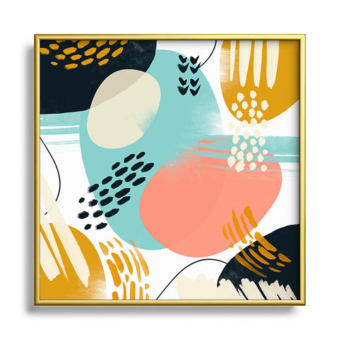 Marta Barragan Camarasa Brushstrokes abstract art Square Metal Framed Art Print