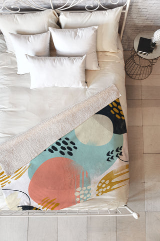 Marta Barragan Camarasa Brushstrokes abstract art Fleece Throw Blanket