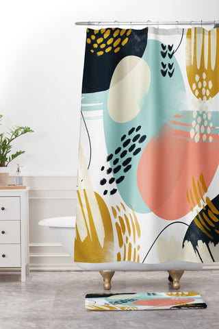 Marta Barragan Camarasa Brushstrokes abstract art Shower Curtain And Mat