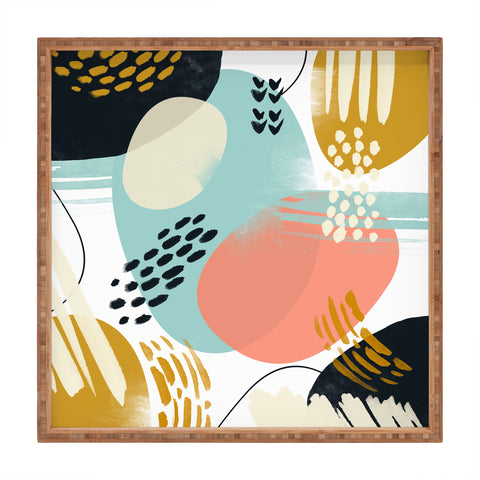 Marta Barragan Camarasa Brushstrokes abstract art Square Tray