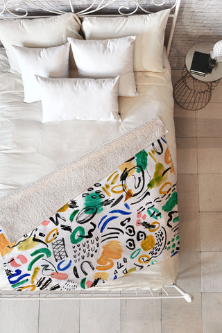 Marta Barragan Camarasa Brushstrokes art Fleece Throw Blanket