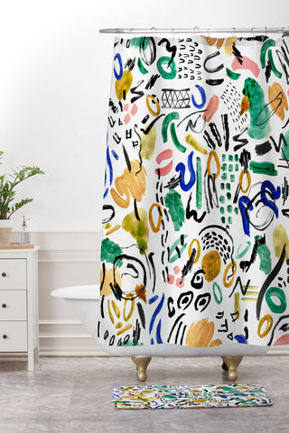 Marta Barragan Camarasa Brushstrokes art Shower Curtain And Mat