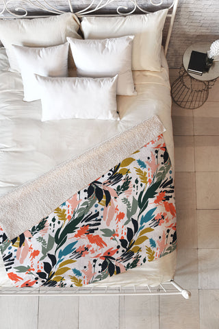 Marta Barragan Camarasa Brushstrokes of nature III Fleece Throw Blanket