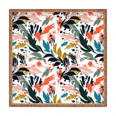 Marta Barragan Camarasa Brushstrokes of nature III Square Tray