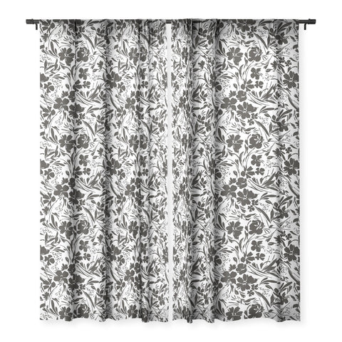 Marta Barragan Camarasa BW tropical floral Sheer Window Curtain