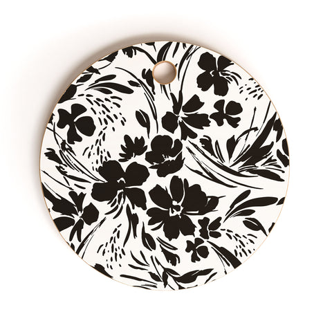 Marta Barragan Camarasa BW tropical floral Cutting Board Round