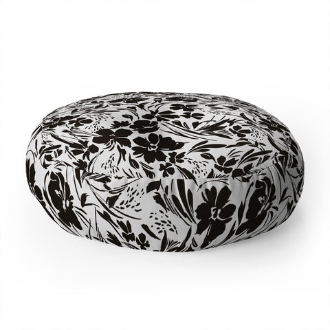 Marta Barragan Camarasa BW tropical floral Floor Pillow Round