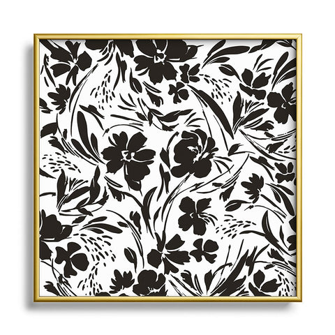 Marta Barragan Camarasa BW tropical floral Square Metal Framed Art Print
