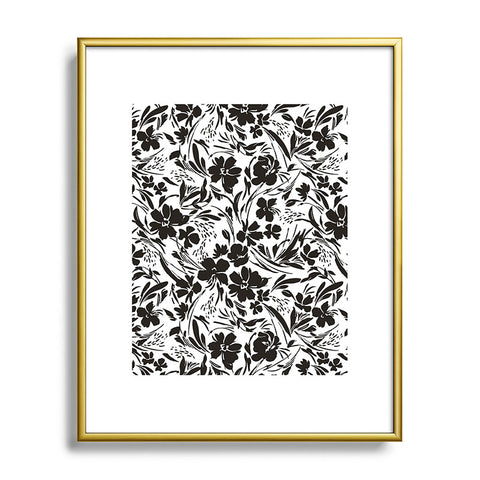 Marta Barragan Camarasa BW tropical floral Metal Framed Art Print