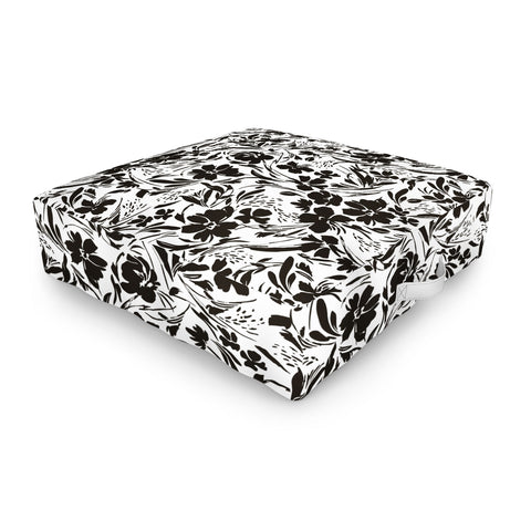 Marta Barragan Camarasa BW tropical floral Outdoor Floor Cushion