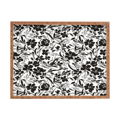 Marta Barragan Camarasa BW tropical floral Rectangular Tray