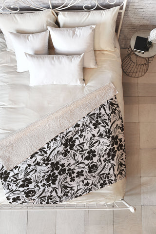 Marta Barragan Camarasa BW tropical floral Fleece Throw Blanket