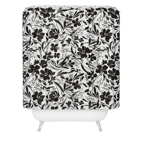 Marta Barragan Camarasa BW tropical floral Shower Curtain