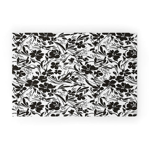 Marta Barragan Camarasa BW tropical floral Welcome Mat