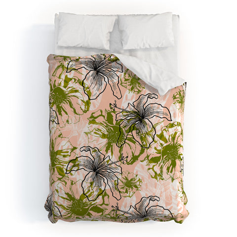 Marta Barragan Camarasa Cactus and exotic flowers Duvet Cover