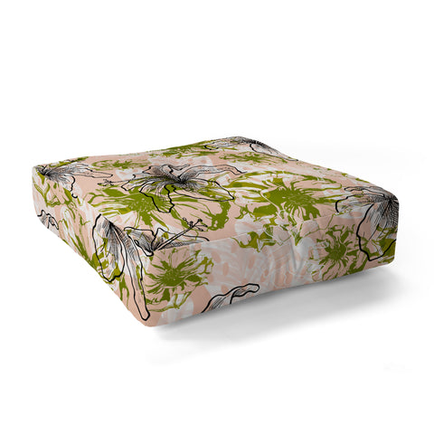 Marta Barragan Camarasa Cactus and exotic flowers Floor Pillow Square