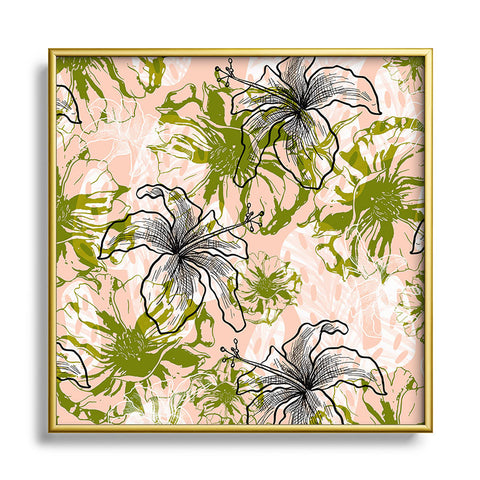 Marta Barragan Camarasa Cactus and exotic flowers Square Metal Framed Art Print