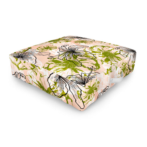 Marta Barragan Camarasa Cactus and exotic flowers Outdoor Floor Cushion