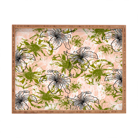 Marta Barragan Camarasa Cactus and exotic flowers Rectangular Tray