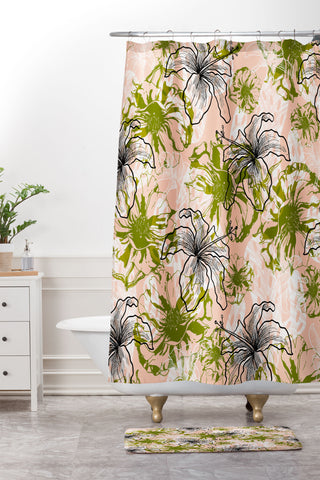 Marta Barragan Camarasa Cactus and exotic flowers Shower Curtain And Mat