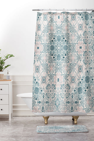 Marta Barragan Camarasa Ceramic tile patterns Shower Curtain And Mat