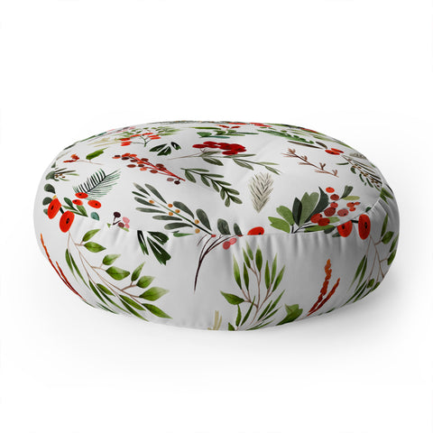 Marta Barragan Camarasa Christmas Botany 001 Floor Pillow Round