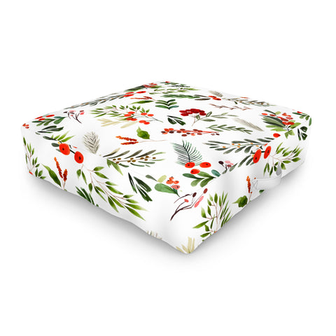 Marta Barragan Camarasa Christmas Botany 001 Outdoor Floor Cushion