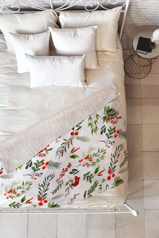 Marta Barragan Camarasa Christmas Botany 001 Fleece Throw Blanket
