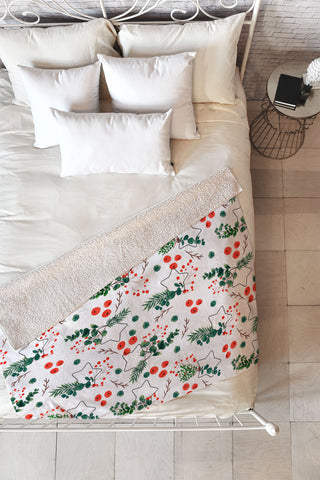 Marta Barragan Camarasa Christmas Botany 003 Fleece Throw Blanket