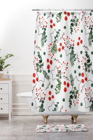 Marta Barragan Camarasa Christmas Botany 003 Shower Curtain And Mat