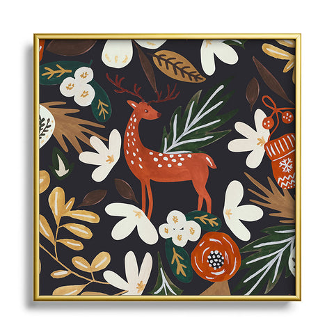 Marta Barragan Camarasa Christmas holiday night III Square Metal Framed Art Print