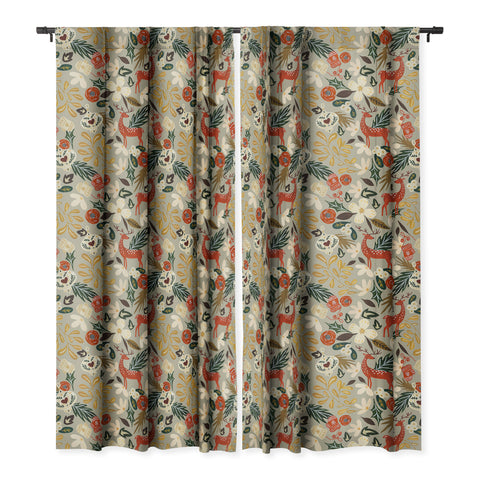 Marta Barragan Camarasa Christmas holiday ornaments Blackout Window Curtain