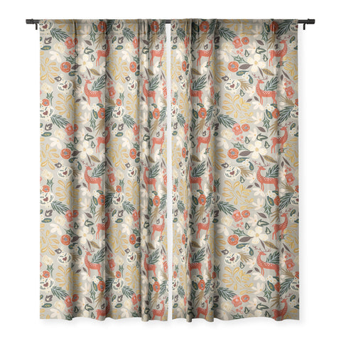 Marta Barragan Camarasa Christmas holiday ornaments Sheer Window Curtain