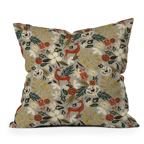 Marta Barragan Camarasa Christmas holiday ornaments Throw Pillow